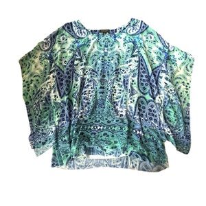 G Collection Blue Green Embellished Kaftan Built-In Tank Women’s 2X‎